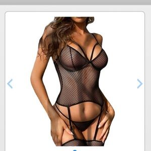 Elegant Black Mesh Lingerie Set